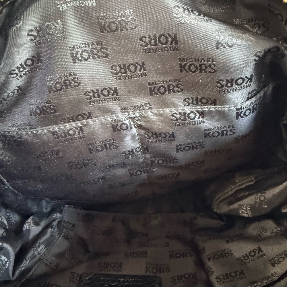 Michael Kors Fulton Black Pebbled Leather Large Satchel Shoulder Bag Gold HW - Picture 7 of 11